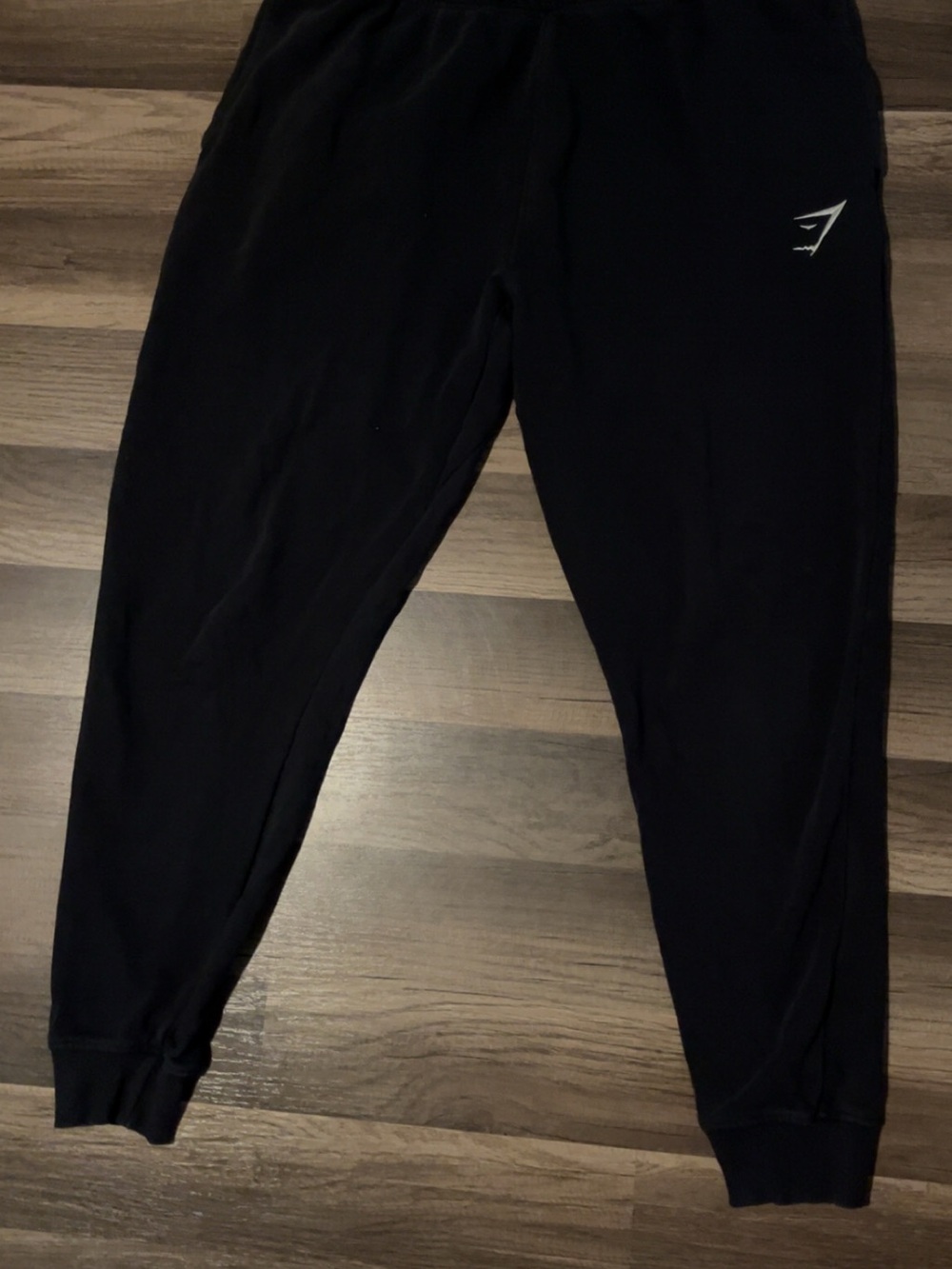 Gymshark Men’s Large Black Cuffed Joggers Sweatpants with White Logo